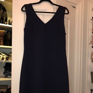Navy work dress - cute ruffle on the hem